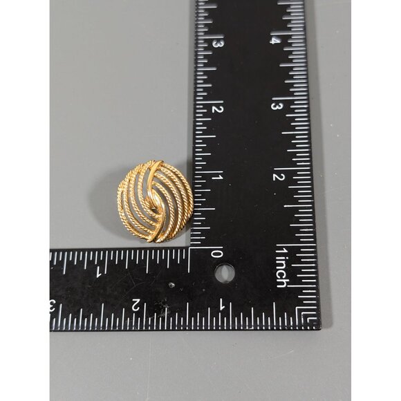 Vintage Napier Gold Tone Textured Knot Round Dome Pierced Earrings Classic - Picture 9 of 9